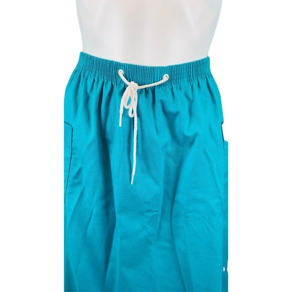 Vintage 1980s Turquoise Skirt Elastic Waist Large Pocket 1950s Style Summer - Picture 4 of 10